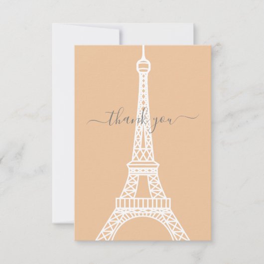 ホワイトモダンエッフェルタワーサンキューカード カード (正面)