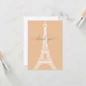 ホワイトモダンエッフェルタワーサンキューカード カード (正面/裏面インサイチュ)
