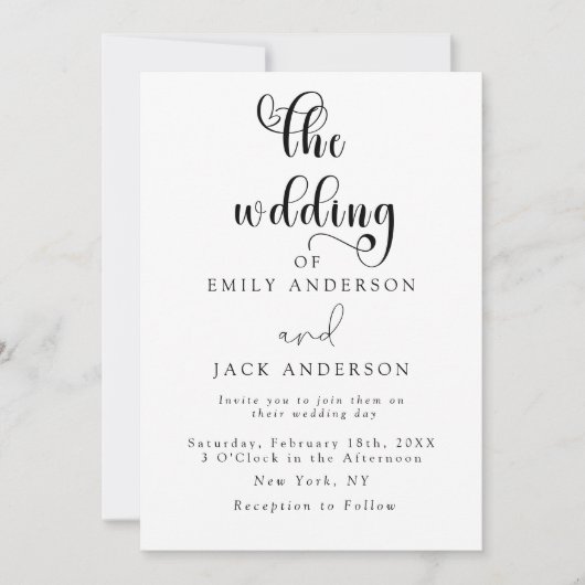 ホワイトモダンエレガンスシック結婚式招待状 招待状 (正面)