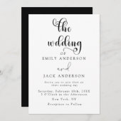 ホワイトモダンエレガンスシック結婚式招待状 招待状 (正面/裏面)