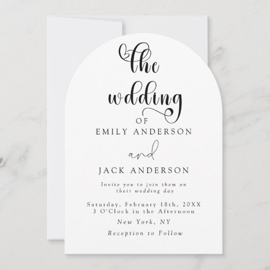 ホワイトモダンエレガンスシック結婚式招待状 招待状 (正面)