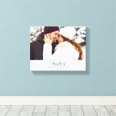 ホワイトモダンカスタムクリスマスフォト キャンバスプリント (インサイチュ (ウッドフロア))