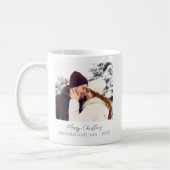 ホワイトモダンカスタムクリスマスメリークリスマスフォト コーヒーマグカップ (左)