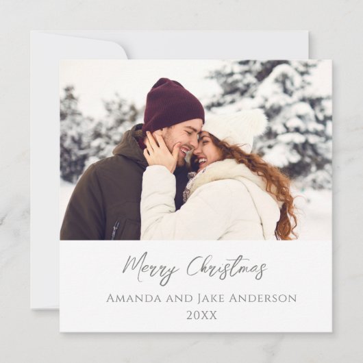 ホワイトモダンカスタムクリスマスメリークリスマスフォト シーズンカード (正面)