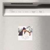 ホワイトモダンカスタムクリスマスメリークリスマスフォト マグネット (インサイチュ (食洗機))