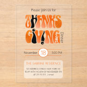 ホワイトモダングラフィティサンクスギビング秋秋 アクリル招待状 (正面)