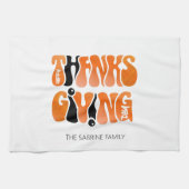 ホワイトモダングラフィティサンクスギビング秋秋 キッチンタオル (横)