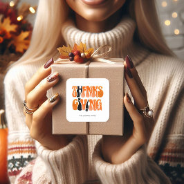 ホワイトモダングラフィティサンクスギビング秋秋 スクエアシール