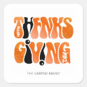 ホワイトモダングラフィティサンクスギビング秋秋 スクエアシール (正面)