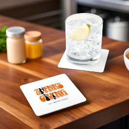 ホワイトモダングラフィティサンクスギビング秋秋 スクエアペーパーコースター