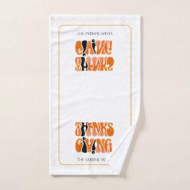ホワイトモダングラフィティサンクスギビング秋秋 ハンドタオル