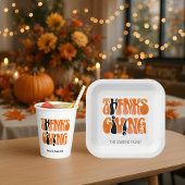 ホワイトモダングラフィティサンクスギビング秋秋 ペーパープレート