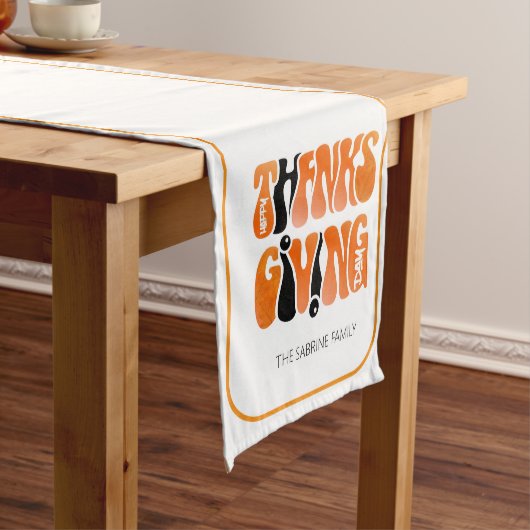 ホワイトモダングラフィティサンクスギビング秋秋 ミディアムテーブルランナー (インサイチュ)