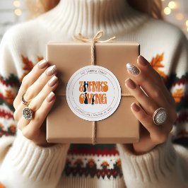 ホワイトモダングラフィティサンクスギビング秋秋 ラウンドシール