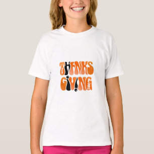 ホワイトモダングラフィティサンクスギビング秋秋 Tシャツ