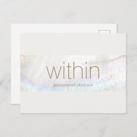 ホワイトモダンシエレガントーシェルストライプ ポストカード (正面/裏面)