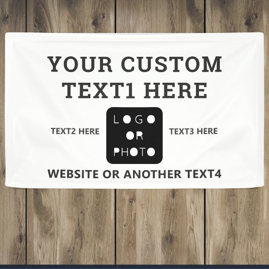 ホワイトモダンシンプルビジネスロゴフォトブランド 横断幕