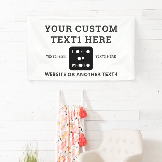 ホワイトモダンシンプルビジネスロゴフォトブランド 横断幕 (インサイチュ)