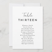 ホワイトモダンスクリプぶら下がったトの座席表カード 招待状 (裏面)