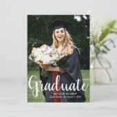 ホワイトモダンスクリプト大学院写真卒業 招待状 (スタンド正面)