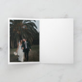 ホワイトモダンスクリ結婚プトの写真ありがとう サンキューカード (内部)