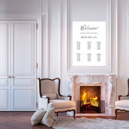 ホワイトモダンス結婚クリプトの座席表 ポスター