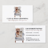 ホワイトモダンソフプールドッグスコティッシュキャットペット 名刺 (正面/裏面)