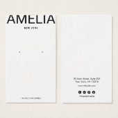 ホワイトモダンタイポグラフィイヤリング表示カード (正面&裏面)