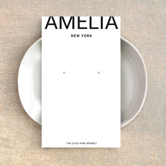 ホワイトモダンタイポグラフィイヤリング表示カード