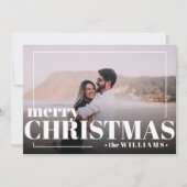 ホワイトモダンタイポグラフィメリークリスマスフォト 招待状 (正面)