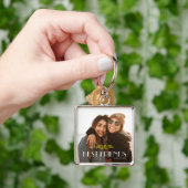 ホワイトモダンタイポグラフィBestfriends写真 キーホルダー (手)