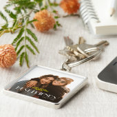 ホワイトモダンタイポグラフィBestfriends写真 キーホルダー (側面)