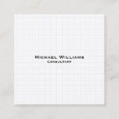 ホワイトモダントレンディーチェックミニマルプロフェッショナル スクエア名刺 (正面)