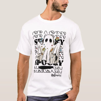 ホワイトモダンハロウィーンTシャツ Tシャツ
