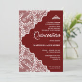 ホワイトモダンフローラレースブルゴーニュキンセアニェラ 招待状 (スタンド正面)