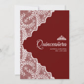 ホワイトモダンフローラレースブルゴーニュキンセアニェラ 招待状 (裏面)