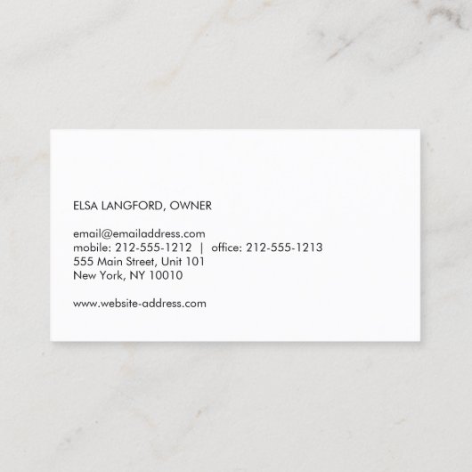 ホワイトモダンマーブルラグジュアリーブティック名刺 名刺 (裏面)
