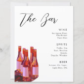 ホワイトモダンミニマ結婚リストのドリンクのメニュー (正面)