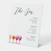ホワイトモダンミニマ結婚リストのドリンクのメニュー 台座サイン (正面)