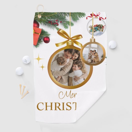 ホワイトモダンメリークリスマスカスタムゴルフタオル ゴルフタオル (インサイチュ)