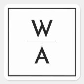 ホワイトモダンモノグラはっきりしたムクレスト封筒用シール スクエアシール (正面)