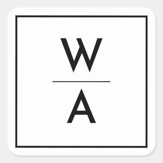 ホワイトモダンモノグラはっきりしたムクレスト封筒用シール スクエアシール (正面)