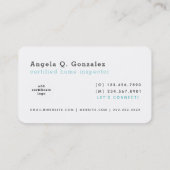 ホワイトモダンロビンエッグブルーハウス監察官 名刺 (裏面)