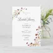 ホワイトモダンワイルドフラワーブーケブライダルシャワー 招待状 (スタンド正面)