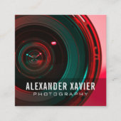 ホワイトモダン文字の撮影者 スクエア名刺 (正面)