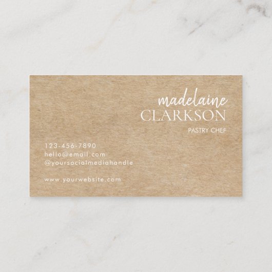 ホワイトモダン文字クラフトペストリーシェフベーカリー 名刺 (裏面)
