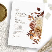 ホワイトモダン秋テラコッタフローラズ 招待状