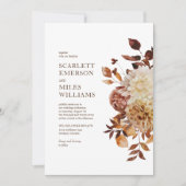 ホワイトモダン秋テラコッタフローラズ 招待状 (正面)