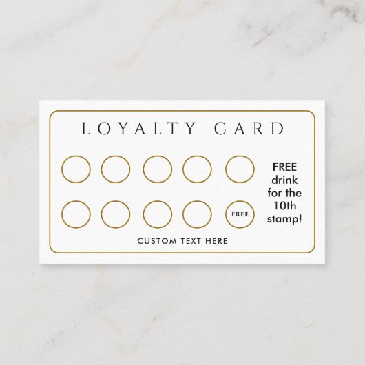 ホワイトモダン金ゴールドカフェサロンロイ ロイヤリティカード (裏面)