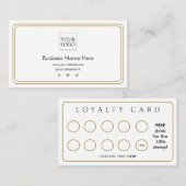 ホワイトモダン金ゴールドカフェサロンロイ ロイヤリティカード (正面/裏面)